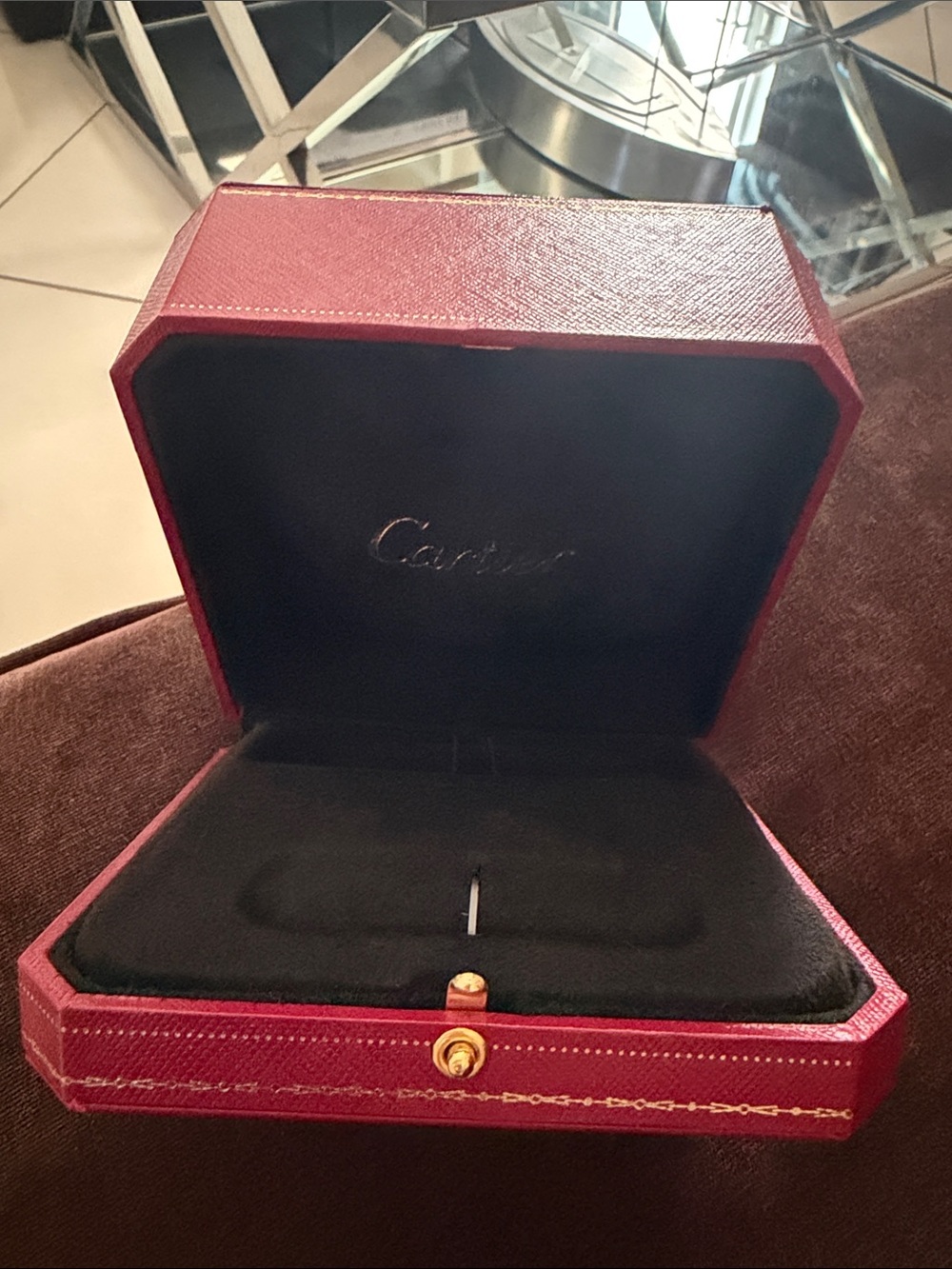 Cartier Red and Black Jewelry Box with Gold Clasp For a Bracelet or necklace